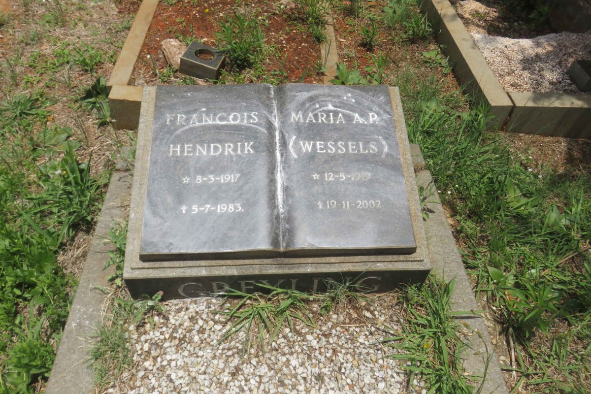 GREYLING Francois Hendrik 1917-1983 &amp; Maria A.P. WESSELS 1919-2002