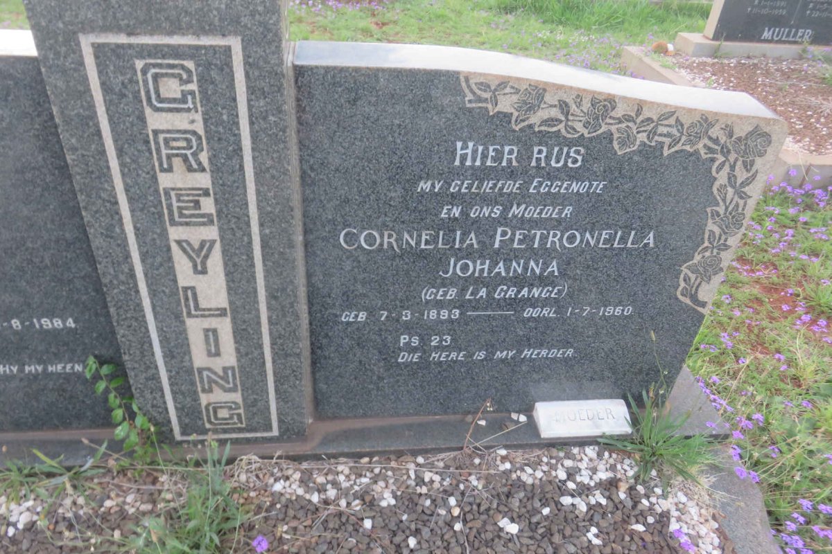 GREYLING Abraham Johannes 1894-1984 &amp; Cornelia Petronella Johanna LA GRANGE 1893-1960 _2
