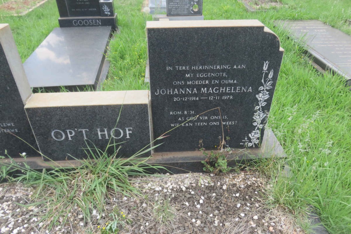 HOF Johanna Maghelena, OP'T 1914-1979