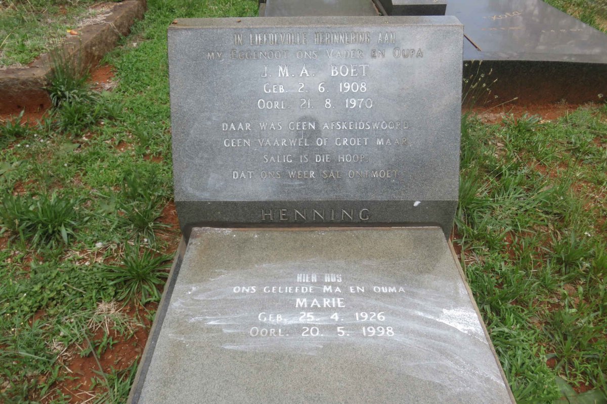 HENNING J.M.A. 1908-1970 &amp; Marie 1926-1998