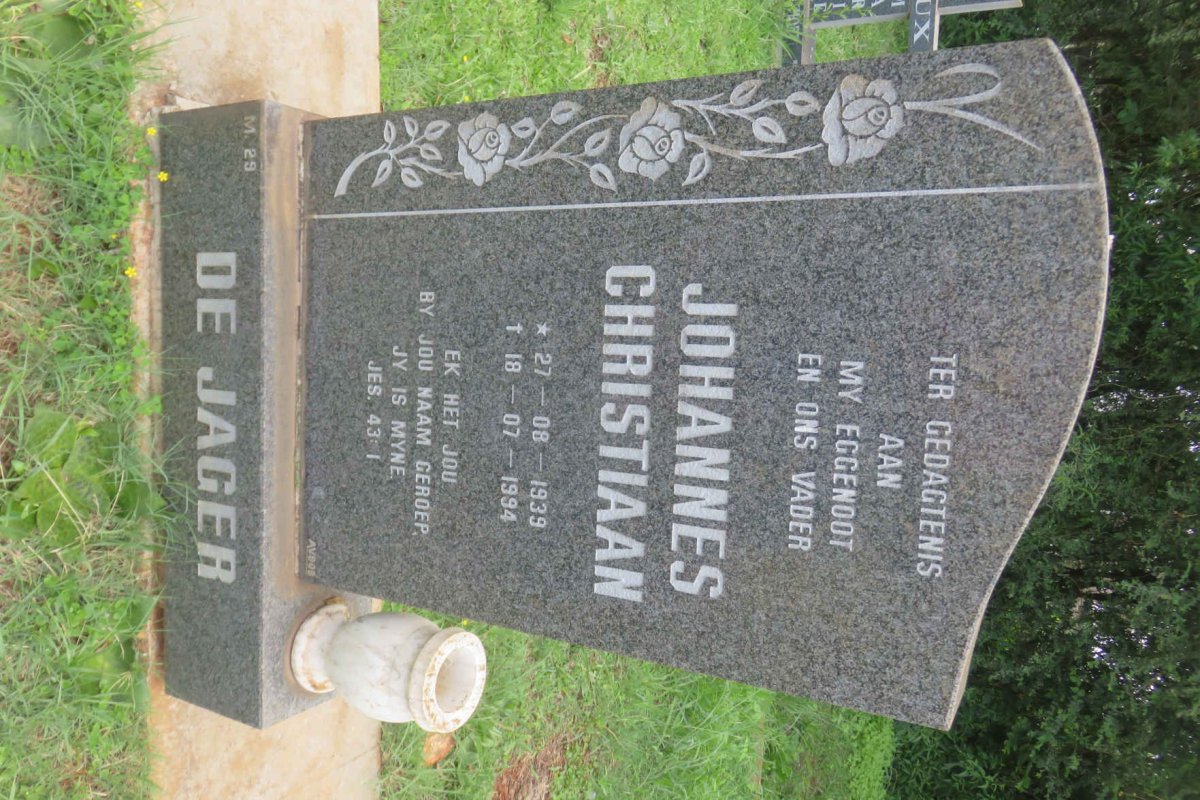 JAGER Johannes Christiaan, de 1939-1994
