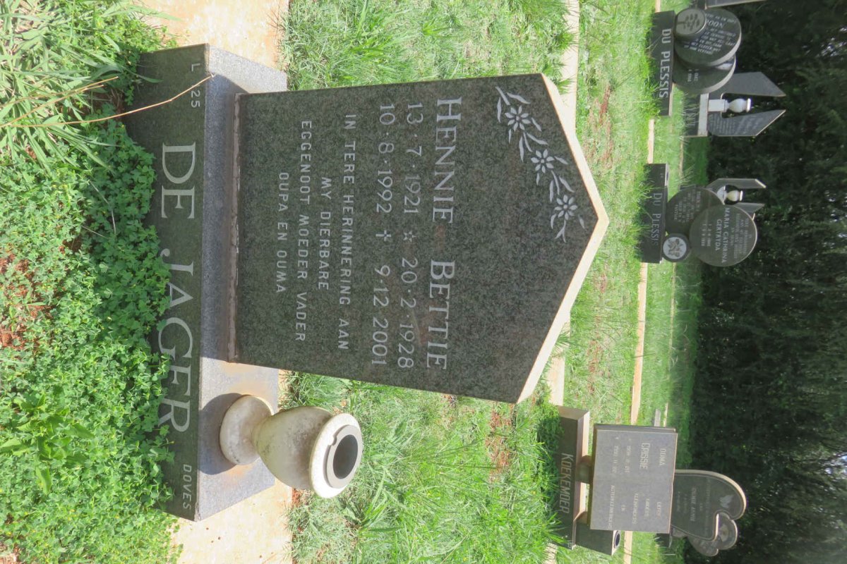 JAGER Hennie, de 1921-1992 &amp; Bettie 1928-2001