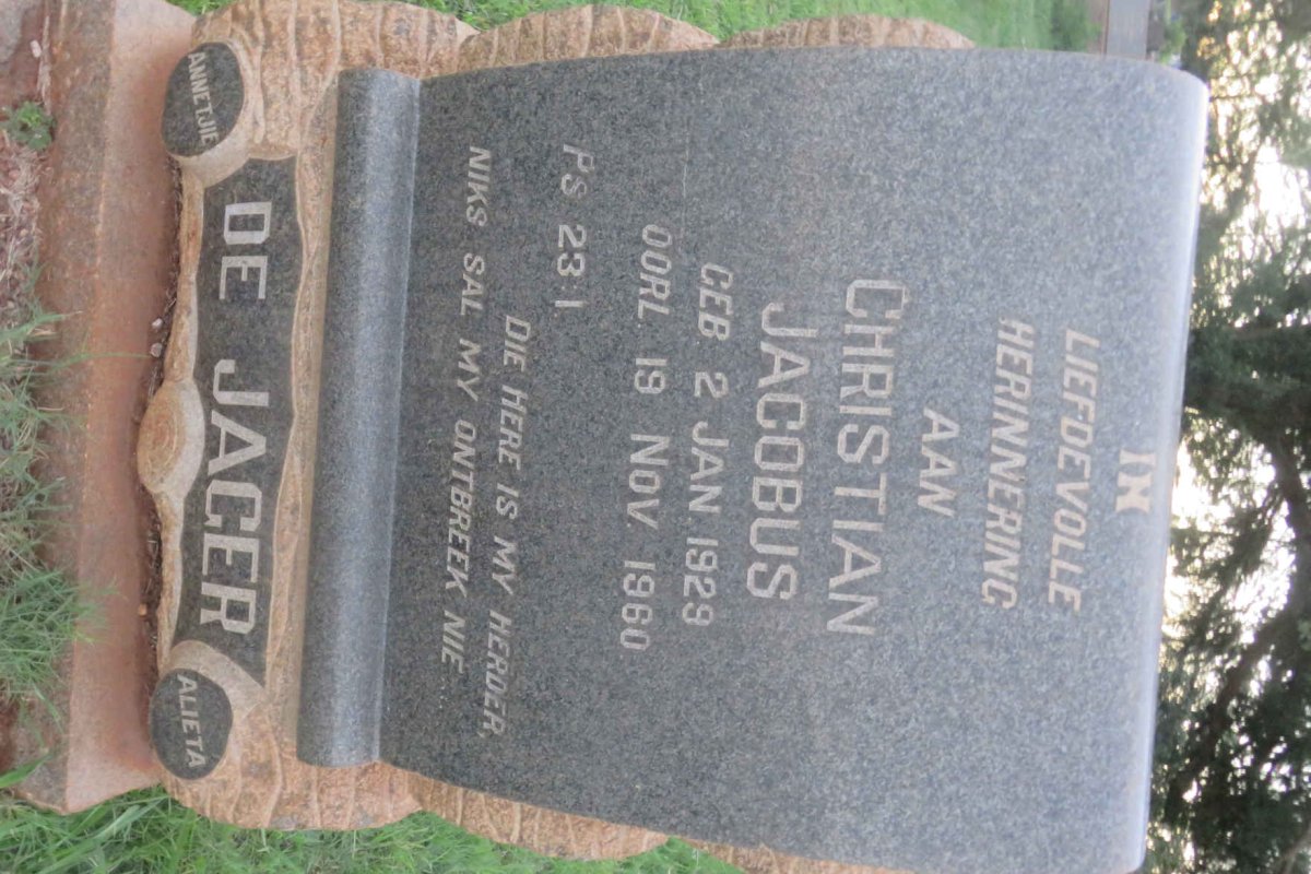 JAGER Christian Jacobus, de 1929-1960