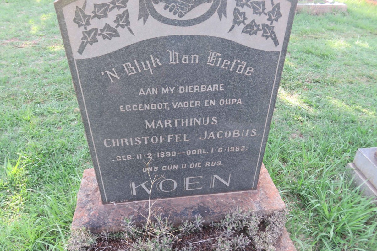 KOEN Marthinus Christoffel Jacobus 1890-1962