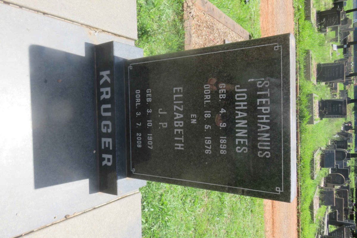KRUGER Stephanus Johannes 1898-1976 &amp; Elizabeth J.P. 1907-2008