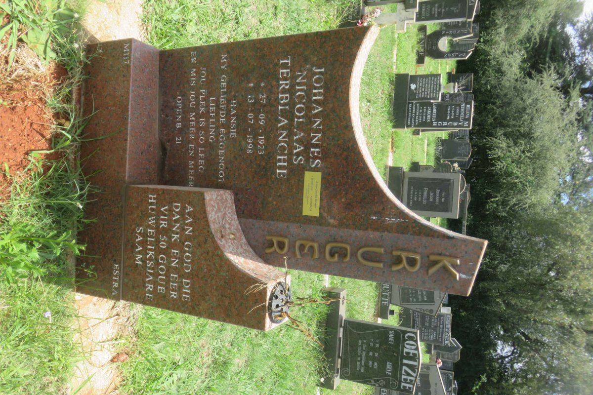 KRUGER Johannes Nicolaas Terblance 1923-1998 &amp; Anna Jacoba 1929-2019