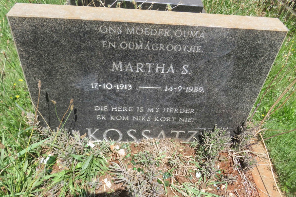 KOSSATZ Martha S. 1913-1989