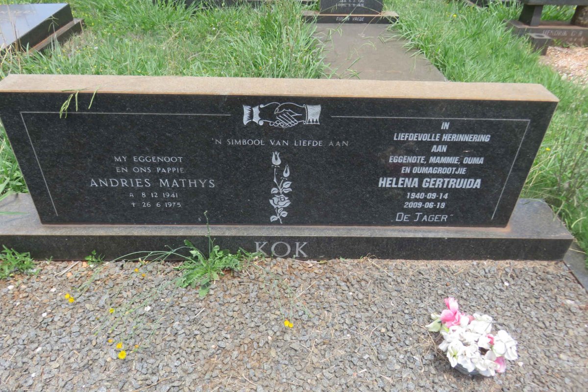 KOK Andries Mathys 1941-1975 &amp; Helena Gertruida DE JAGER 1940-2009