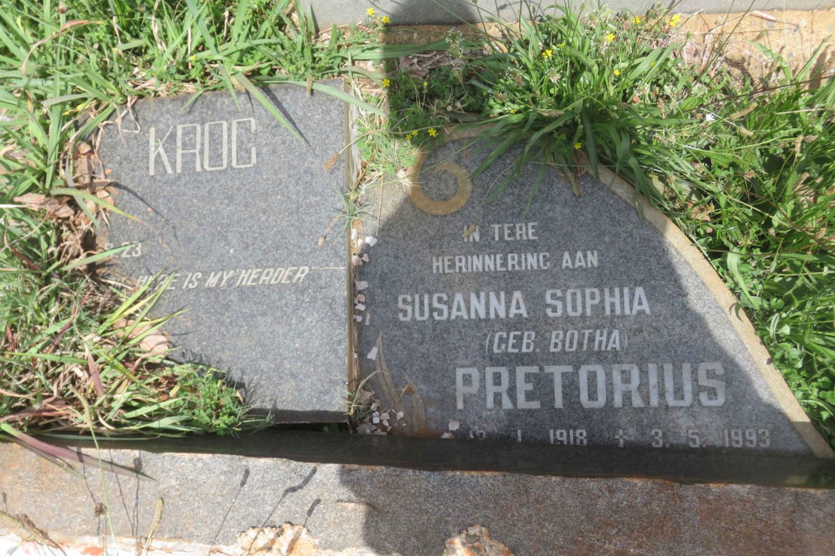 KROG Susanna Sophia PRETORIUS nee BOTHA 1918-1993