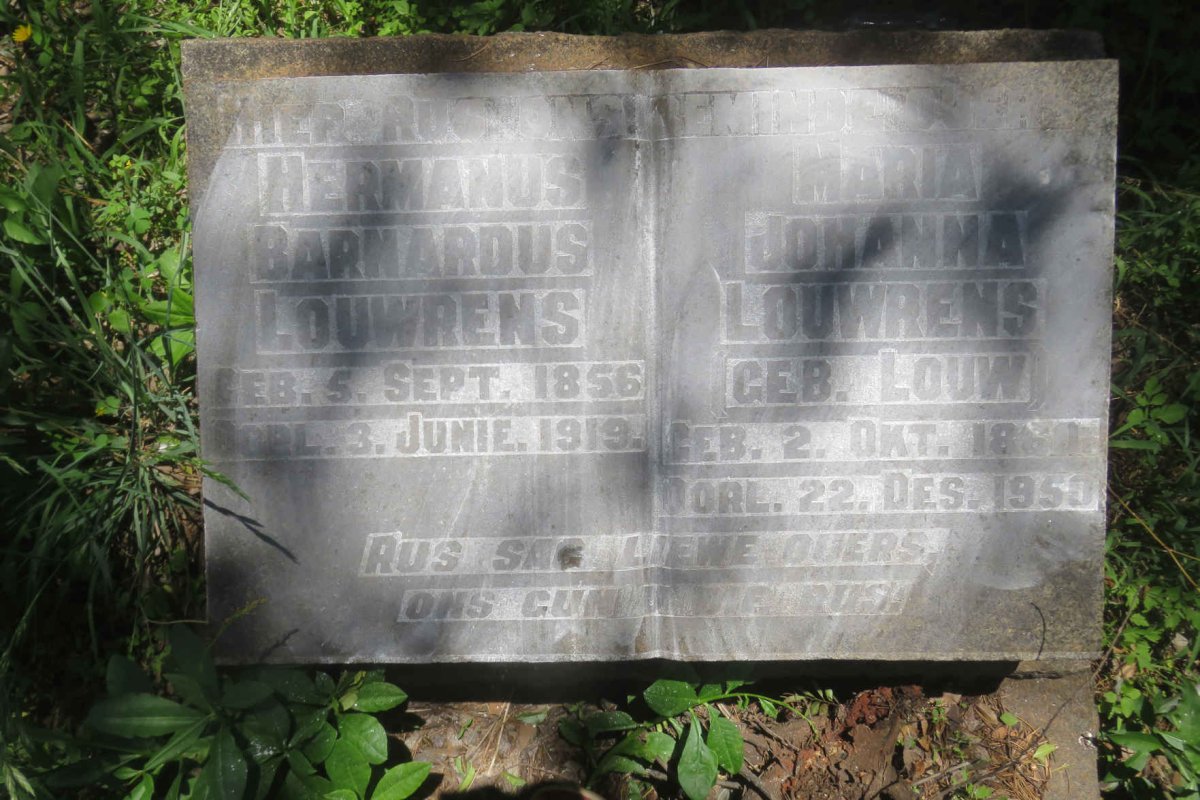 LOUWRENS Hermanus Barnardus 1856-1919 &amp; Maria Johanna LOUW 1860-1950