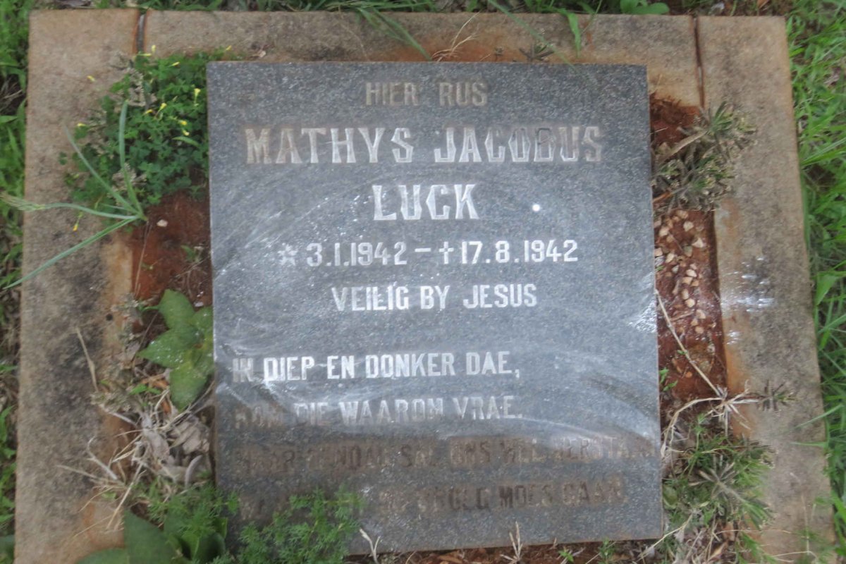 LUCK Mathys Jacobus 1942-1942