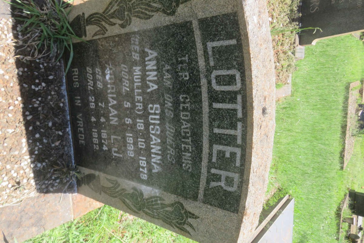 LOTTER Adriaan L.J. 1874-1962 &amp; Anna Susanna MULLER 1878-1939
