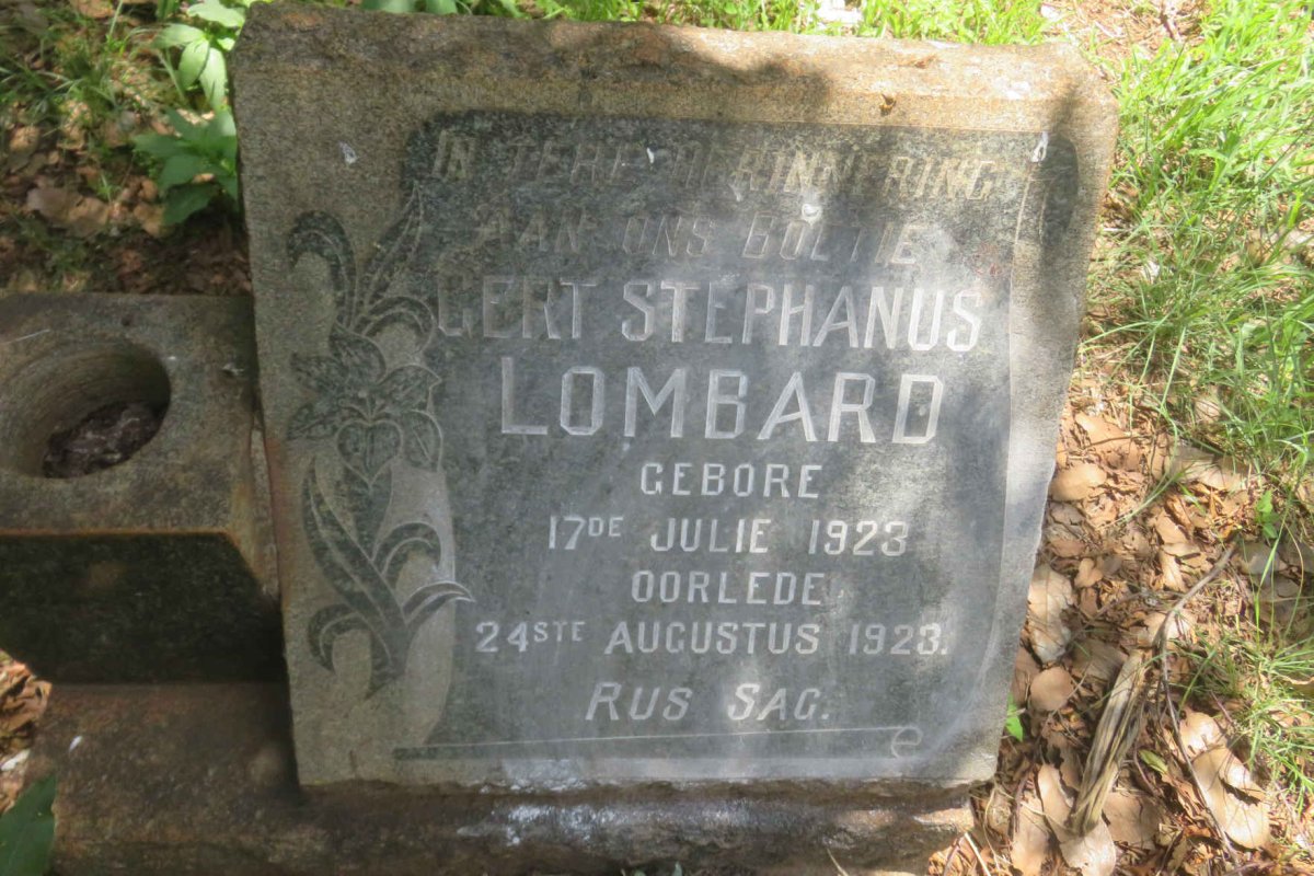 LOMBARD Gert Stephanus 1923-1923