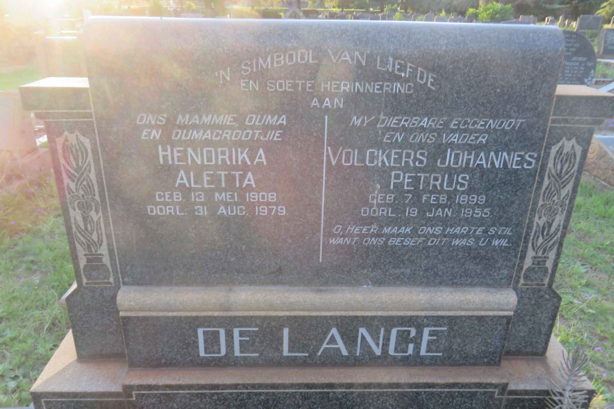 LANGE Volckers Johannes Petrus, de 1899-1955 &amp; Hendrika Aletta 1908-1979