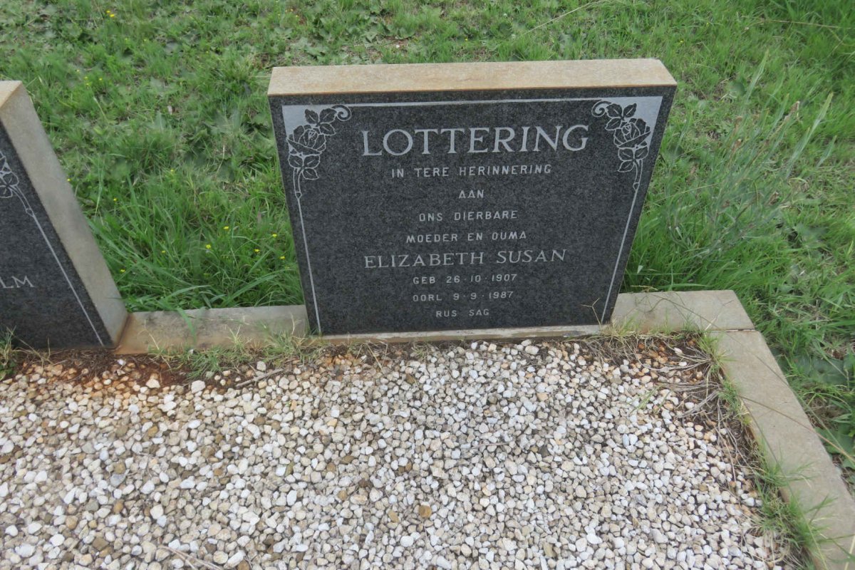 LOTTERING Elizabeth Susan 1907-1987