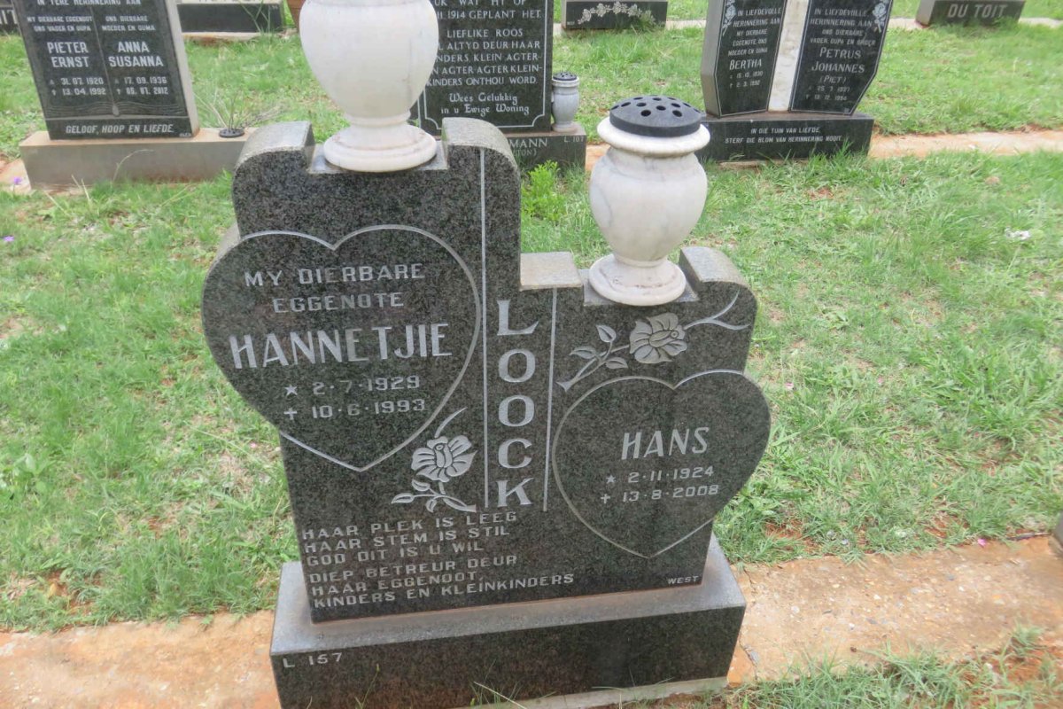 LOOCK Hans 1924-2008 &amp; Hannetjie 1929-1993