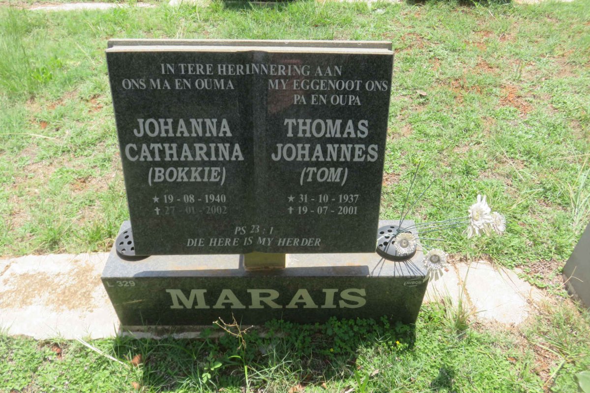 MARAIS Thomas Johannes 1937-2001 &amp; Johanna Catharina 1940-2002