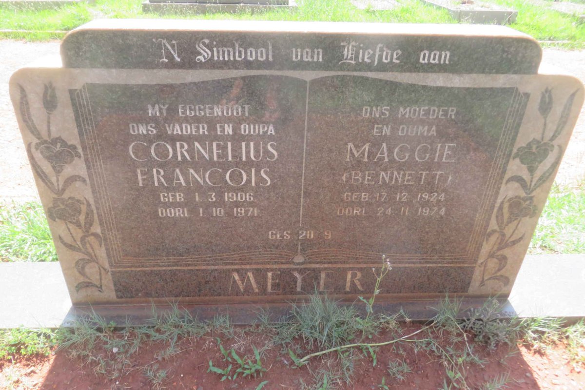 MEYER Cornelius Francois 1906-1971 &amp; Maggie BENNETT 1924-1974