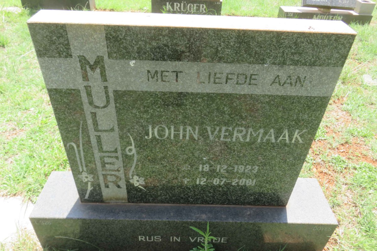 MULLER John Vermaak 1923-2001
