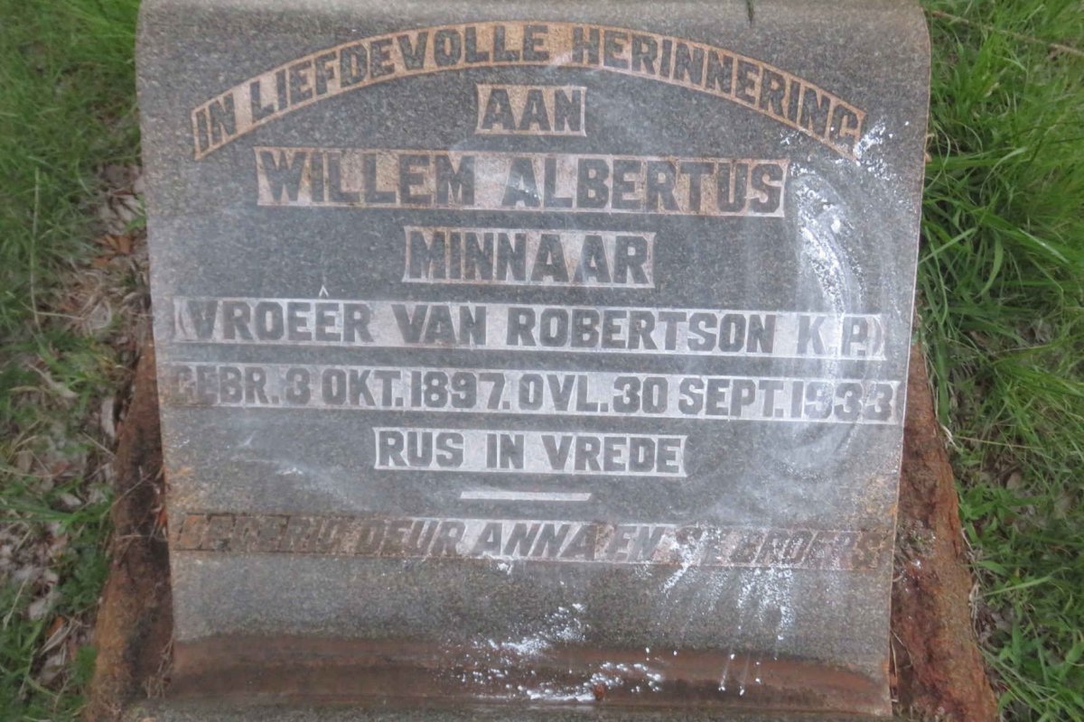 MINNAAR Willem Albertus 1897-1933