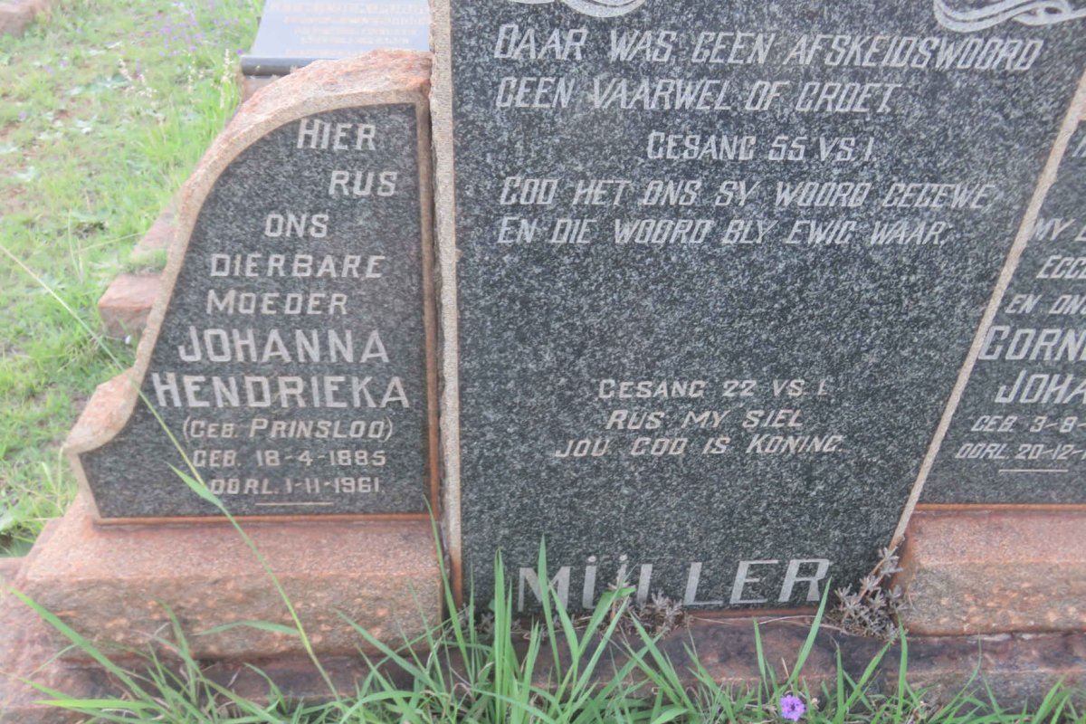 MULLER Cornelius Johannes 1878-1954 &amp; Johanna Hendrieka PRINSLOO 1885-1961