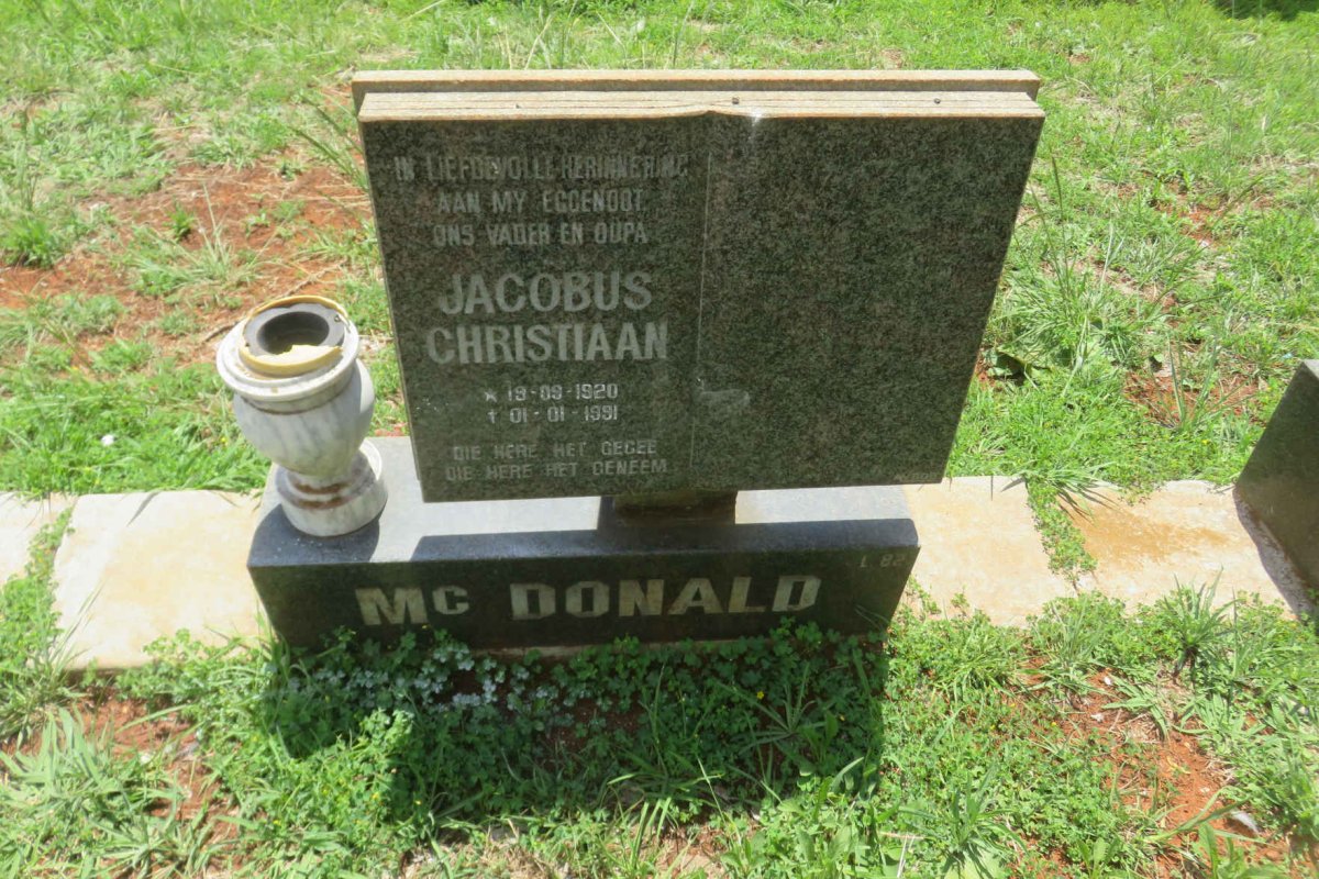 McDONALD Jacobus Christiaan 1920-1991
