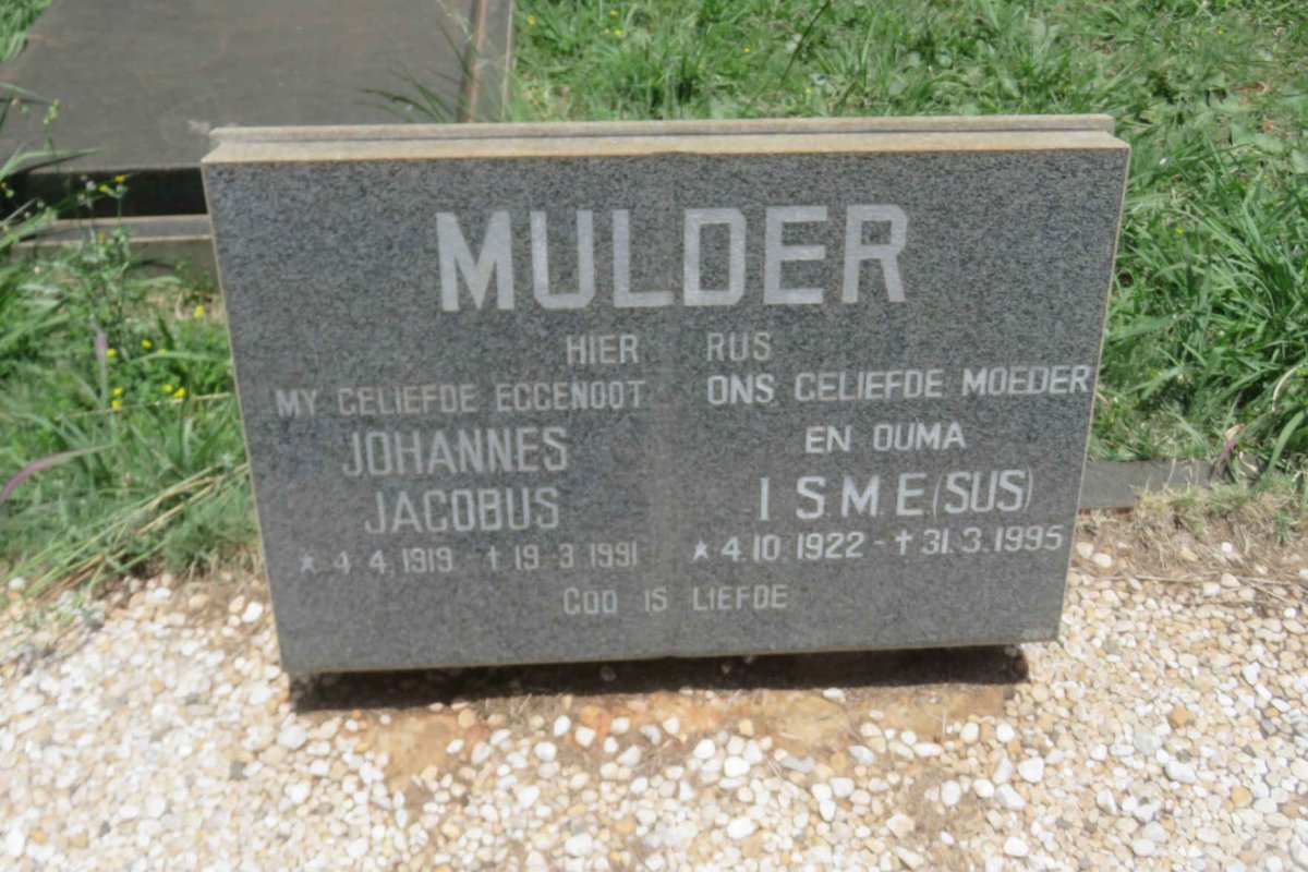 MULDER Johannes Jacobus 1919-1991 &amp; Isme 1922-1995