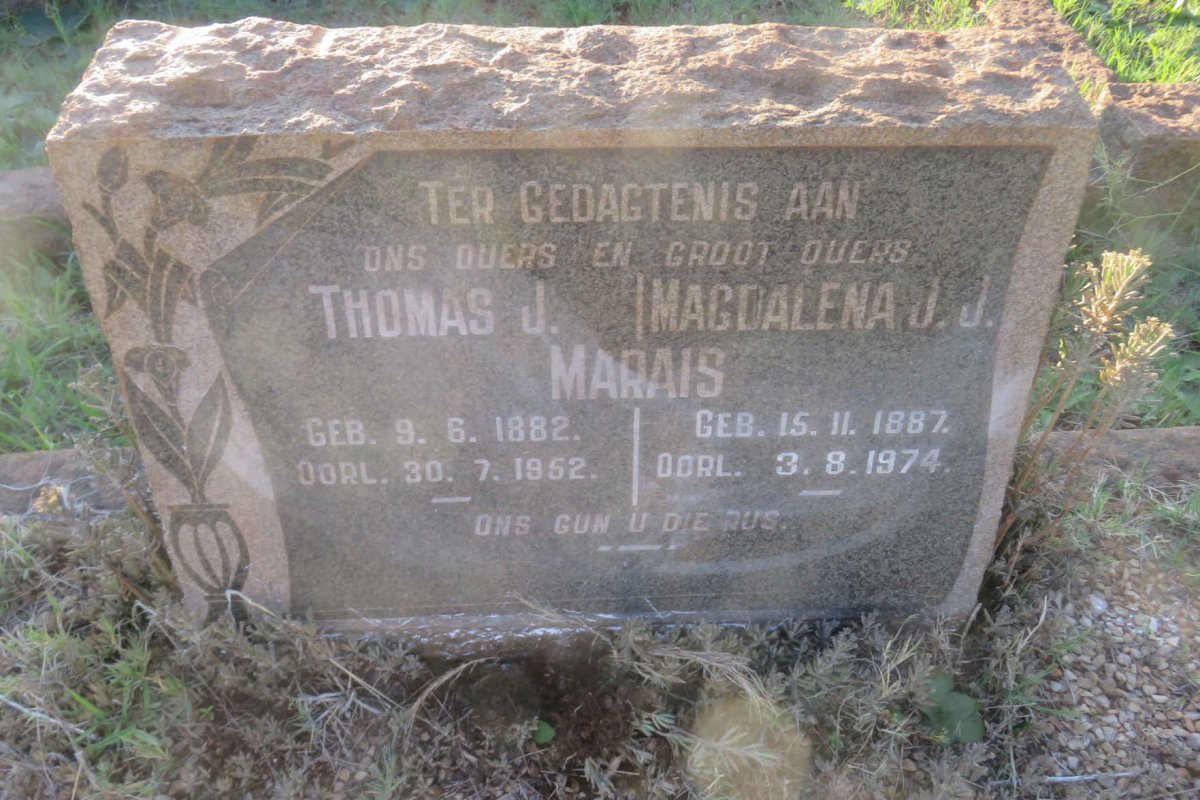 MARAIS Thomas J. 1882-1952 &amp; Magdalena J.J. 1887-1974