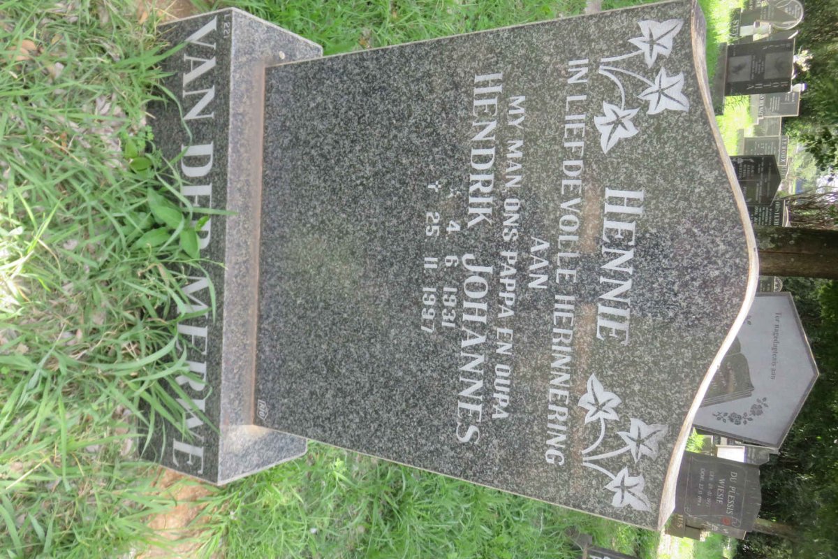 MERWE Hendrik Johannes, van der 1931-1997