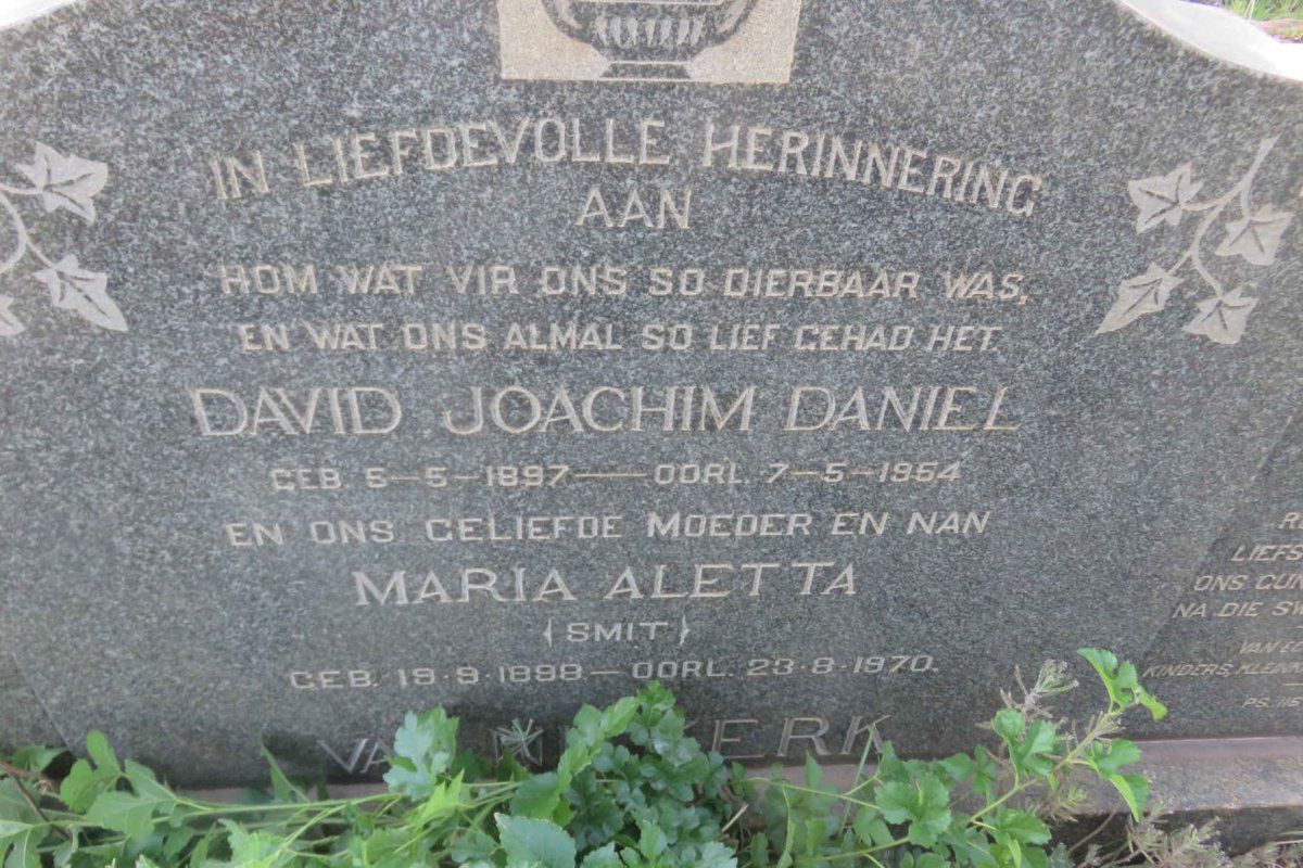 KLERK David Joachim Daniel, de 1897-1954 & Maria Aletta SMIT 1898-1970