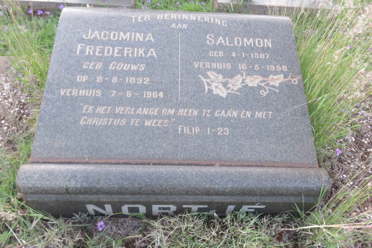 NORTJE Salomon 1887-1958 &amp; Jacomina Frederika GOUWS 1892-1964