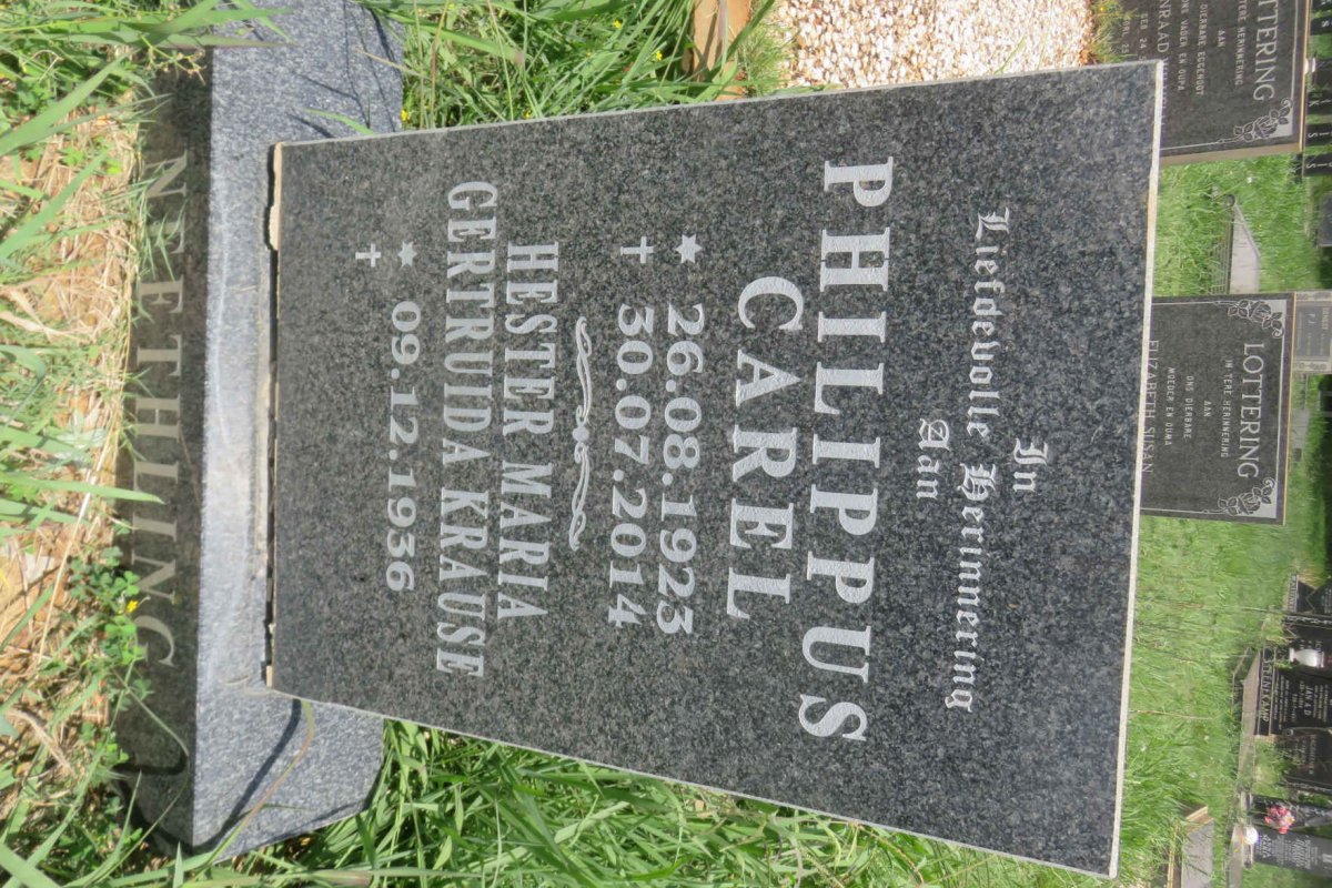 NEETHLING Philippus Carel 1923-2014 &amp; Hester Maria Gertruida KRAUSE 1936-