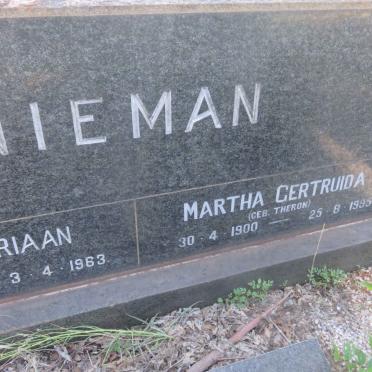 NIEMAN Willem Adriaan 1905-1963 &amp; Martha Gertruida THERON 1900-1995