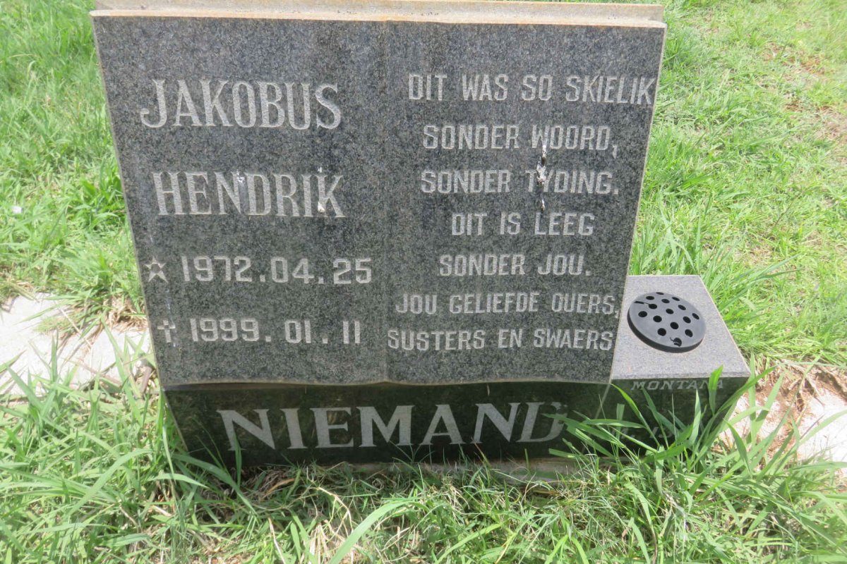 NIEMAND Jakobus Hendrik 1972-1999