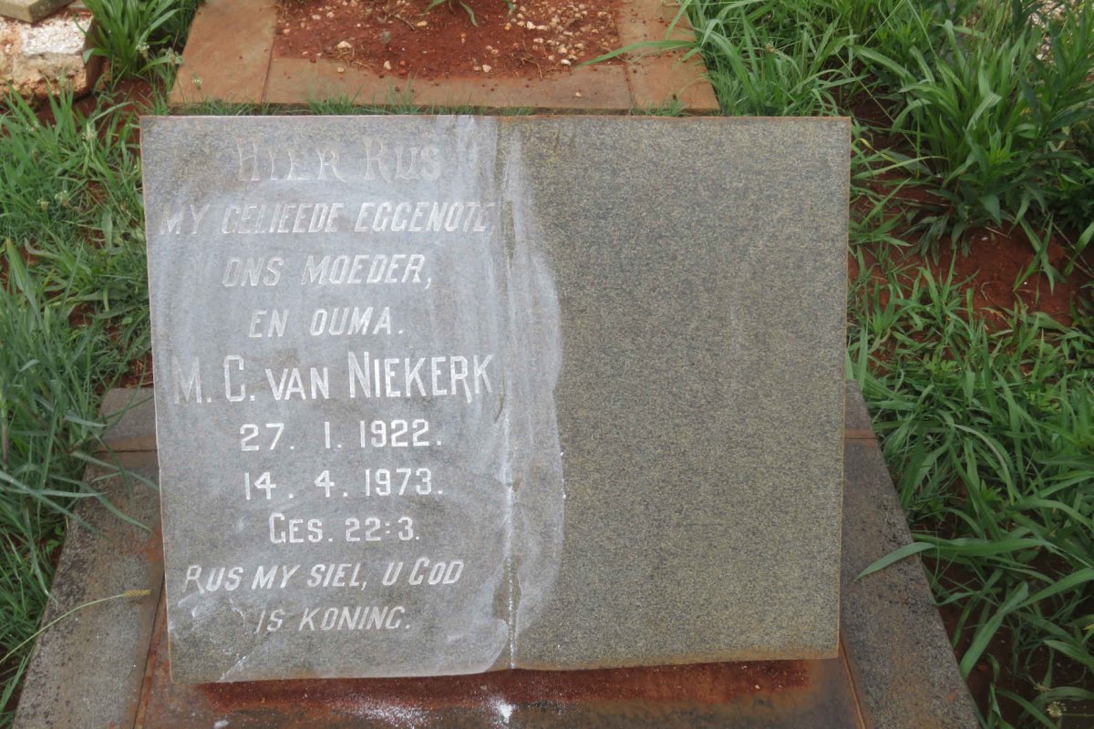 NIEKERK M.C., van 1922-1973