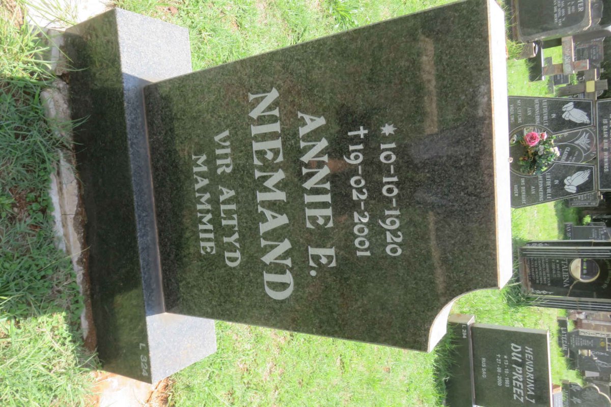 NIEMAND Annie E. 1920-2001