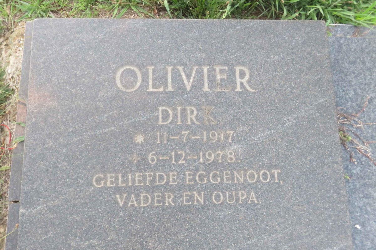 OLIVIER Dirk 1917-1978 &amp; Ella Johanna Jacoba 1928-2010