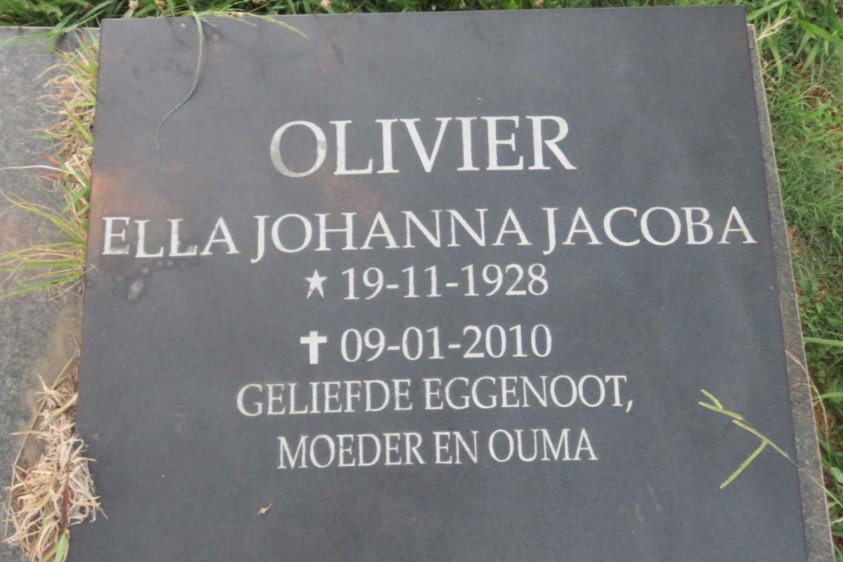 OLIVIER Dirk 1917-1978 &amp; Ella Johanna Jacoba 1928-2010