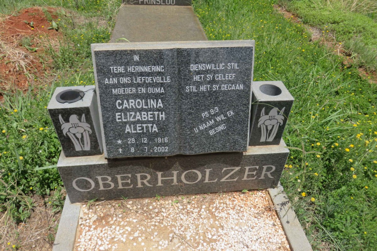 OBERHOLZER Carolina Elizabeth Aletta 1916-2002