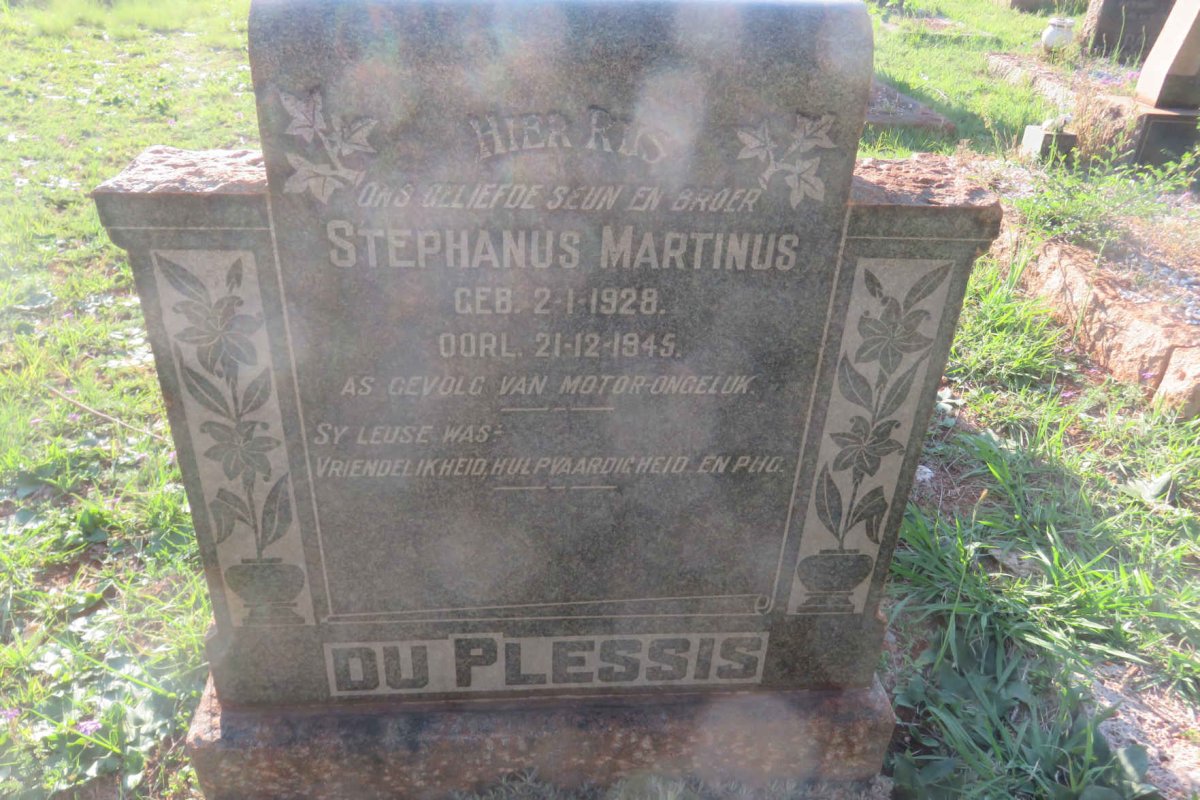 PLESSIS Stephanus Marthinus, du 1928-1945