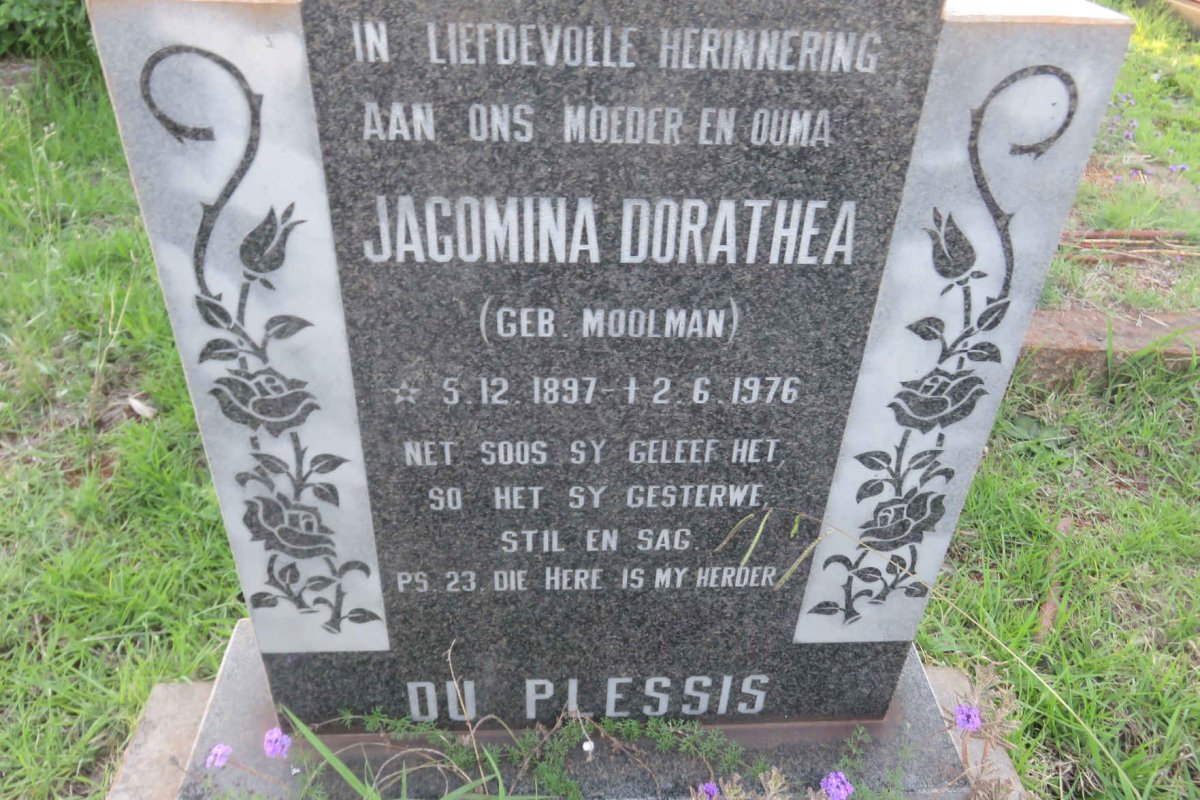 PLESSIS Jacomina Dorathea, du nee MOOLMAN 1897-1976