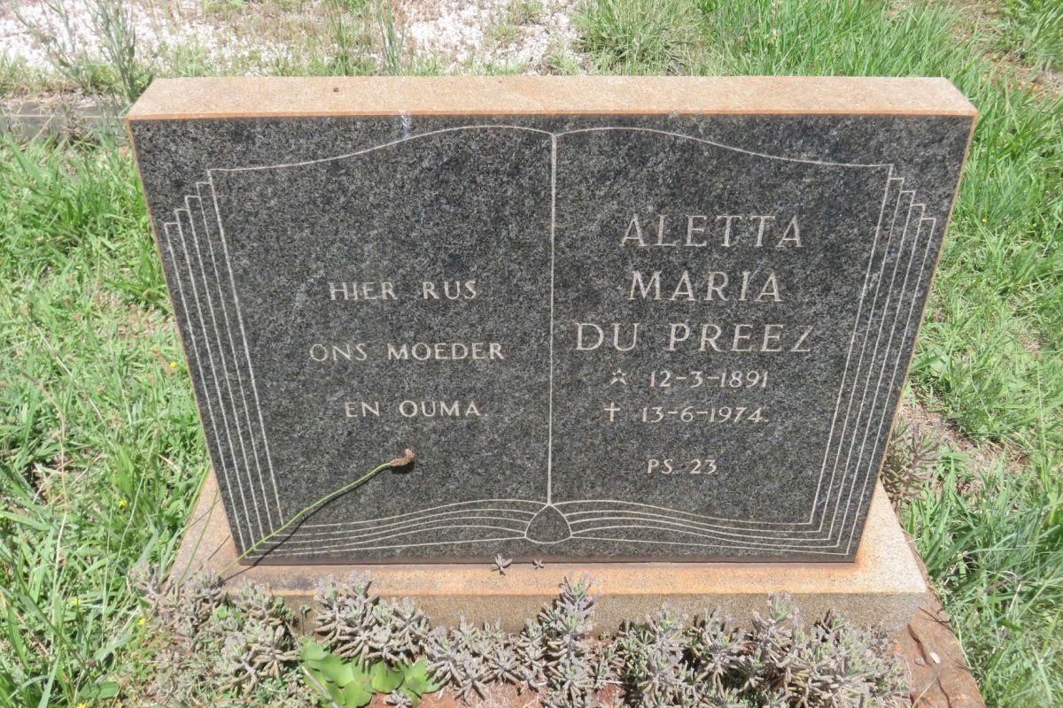 PREEZ Aletta Maria, du 1891-1974