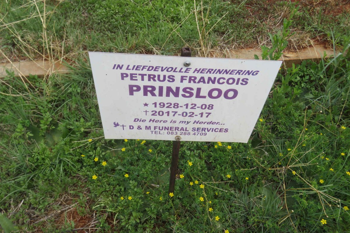 PRINSLOO Petrus Francois 1928-2017