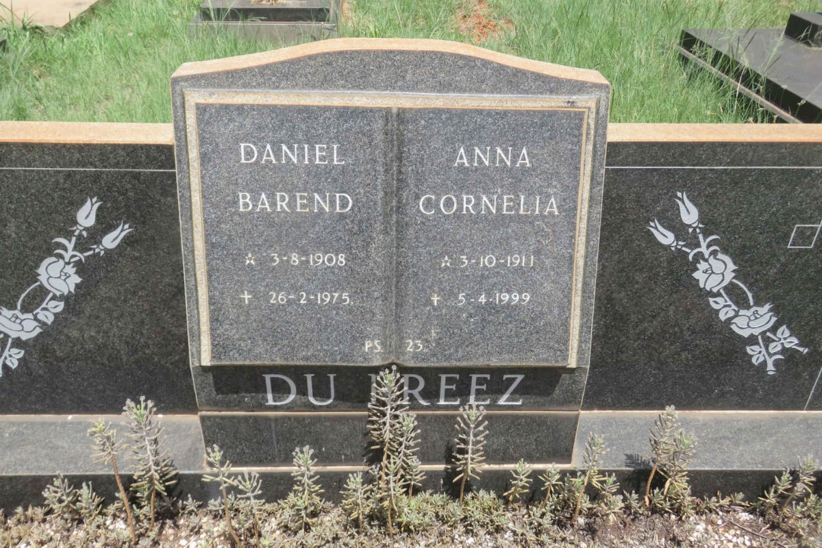 PREEZ Daniel Barend, du 1908-1975 &amp; Anna Cornelia 1911-1999