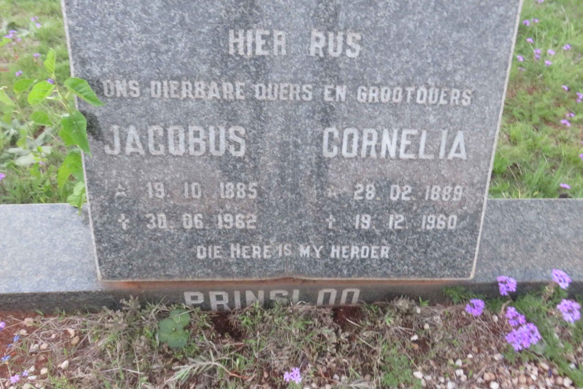 PRINSLOO Jacobus 1885-1962 &amp; Cornelia 1889-1960