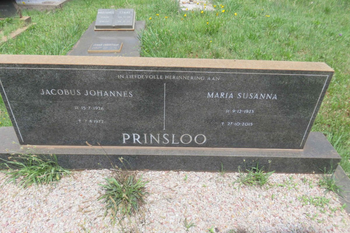 PRINSLOO Jacobus Johannes 1926-1972 &amp; Maria Susanna 1923-2015