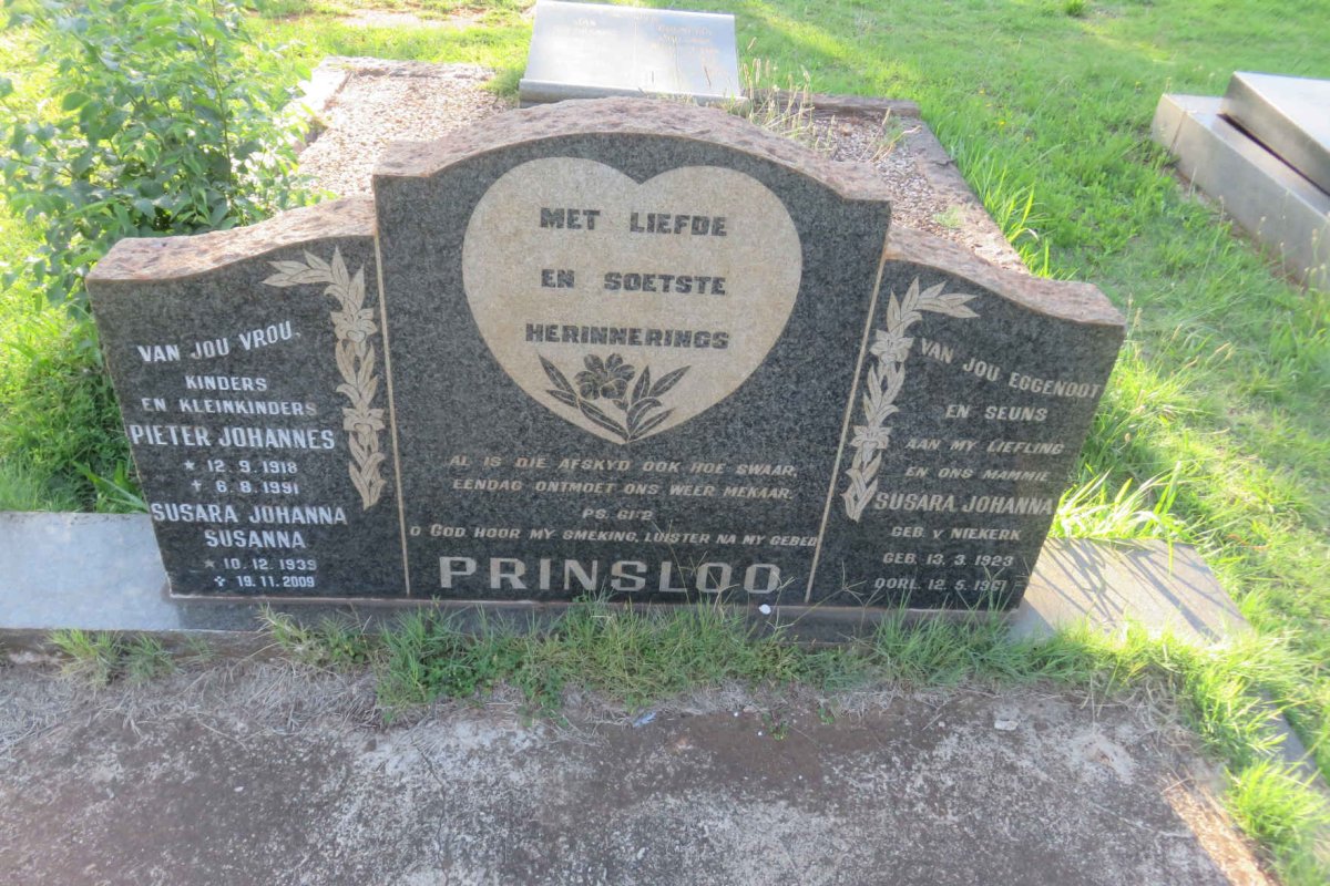 PRINSLOO Pieter Johannes 1918-1991 &amp; Susara Johanna V. NIEKERK 1923-1961 :: PRINSLOO Susara Johanna Susanna 1939-2009