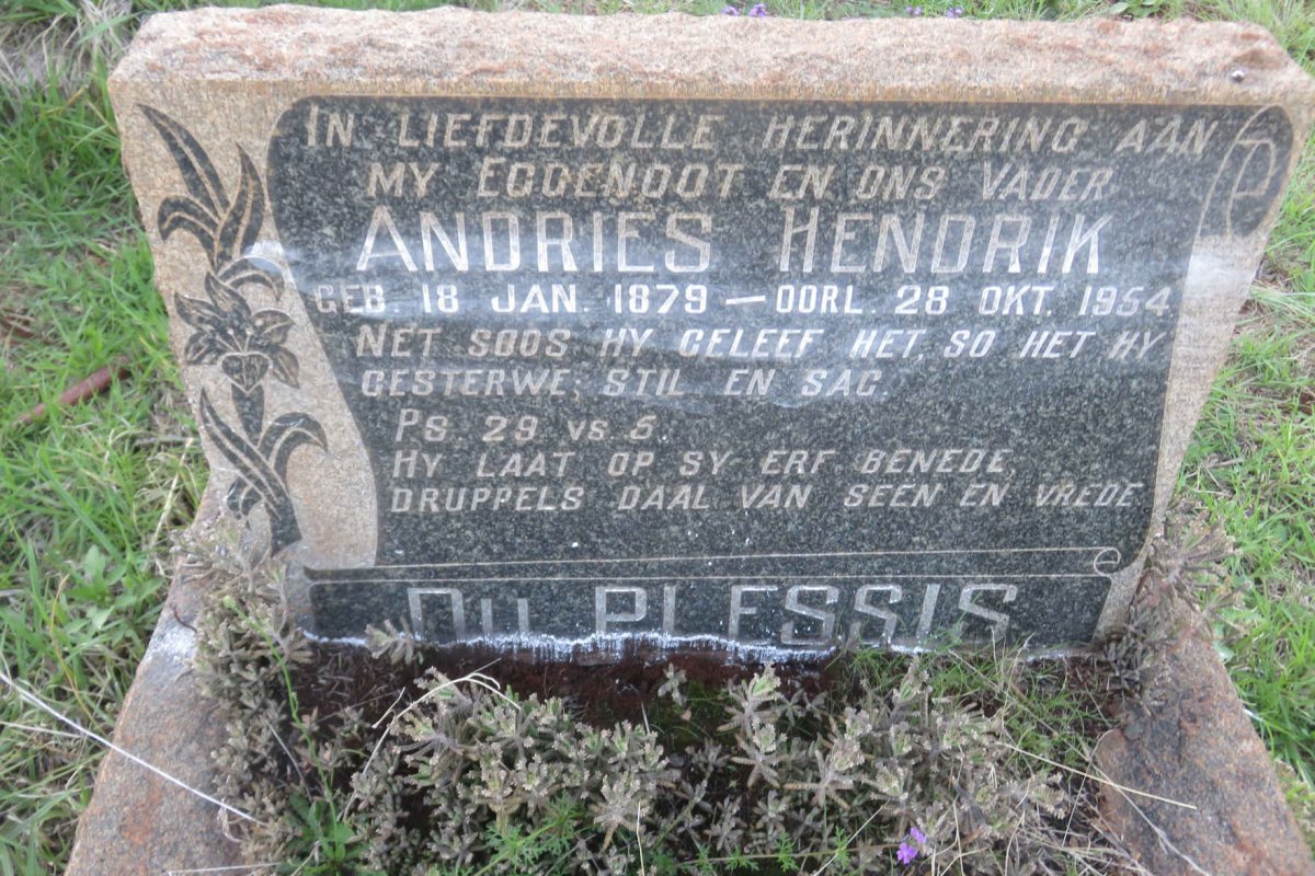 PLESSIS Andries Hendrik, du 1879-1954