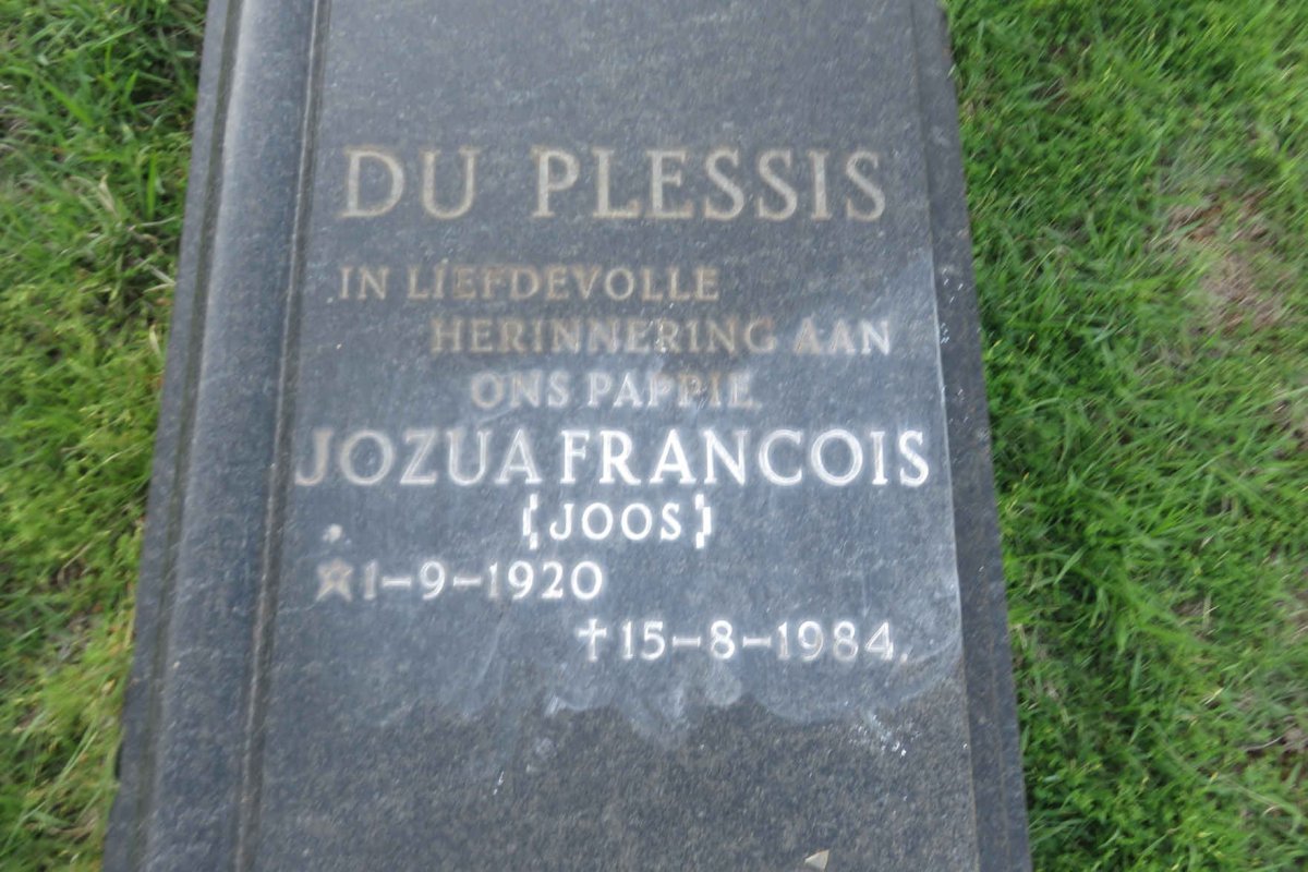 PLESSIS Jozua Francois, du 1920-1984