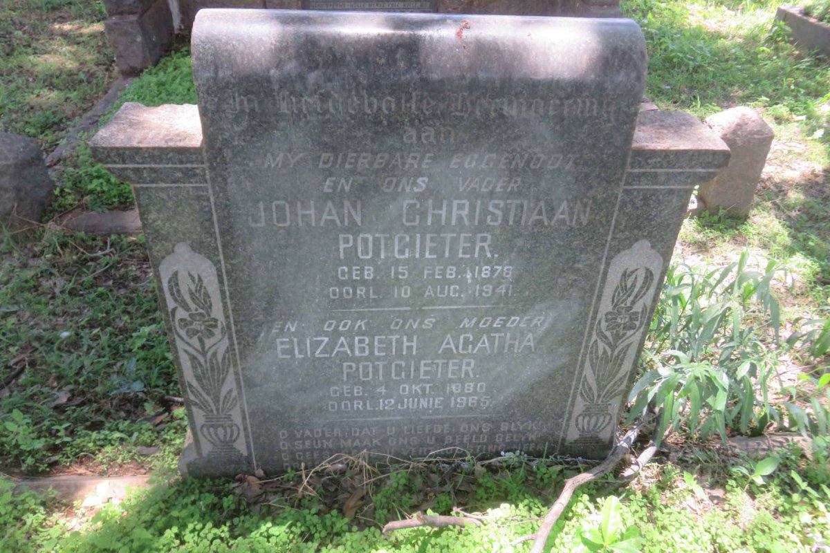 POTGIETER Johan Christiaan 1878-1941 &amp; Elizabeth Agatha 1880-1965